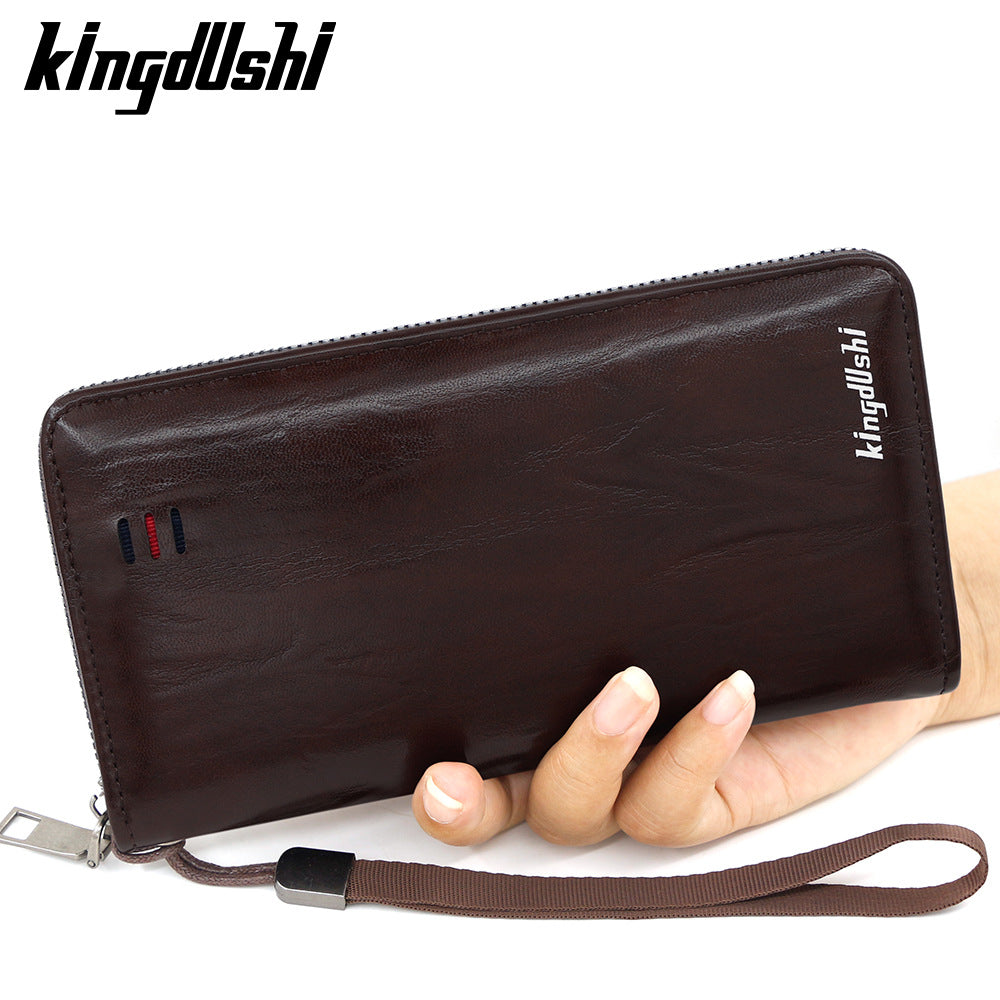 Men's Retro Oil Wax Skin Mid-length Zipper Men's Wallet