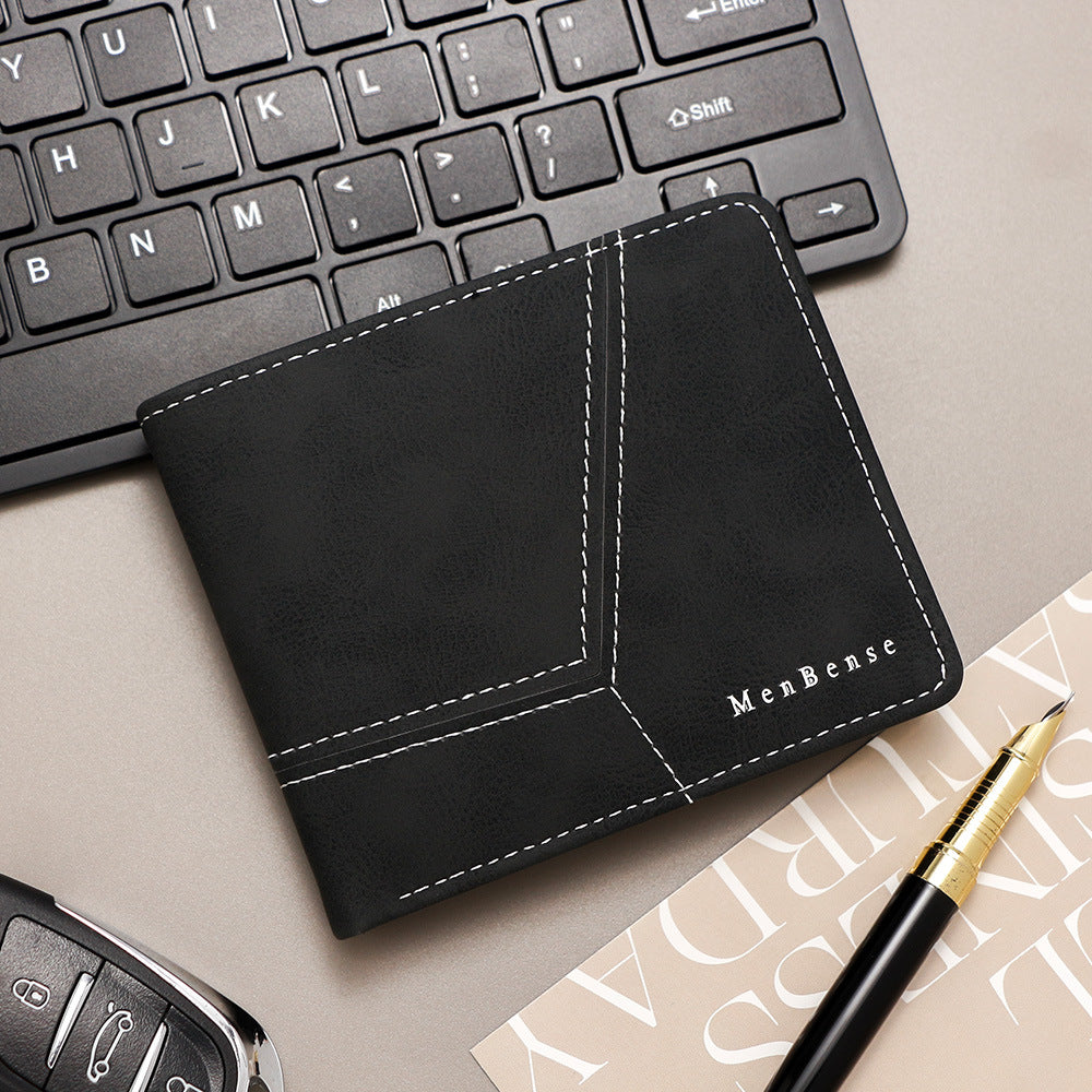 Men's Trendy Patchwork Short Multiple Slots Hinge Coin Purses