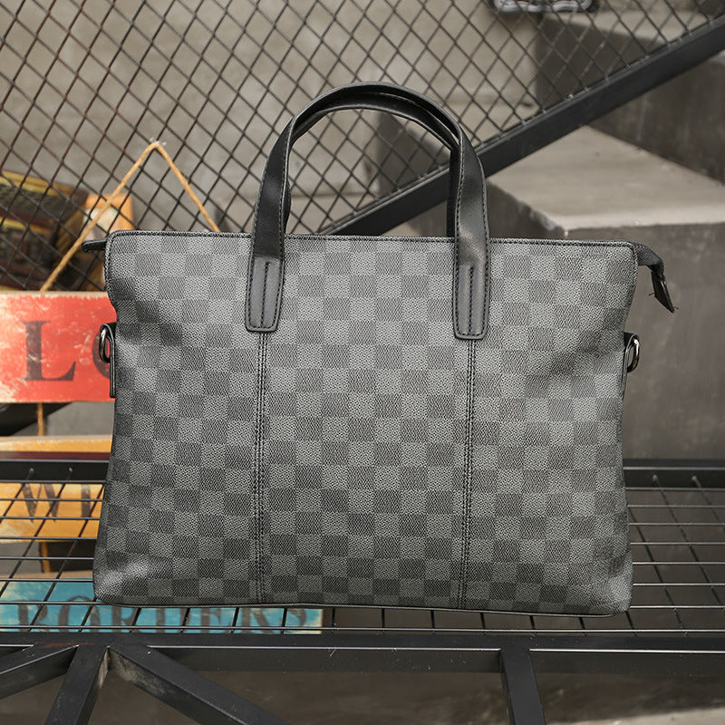 Men's Classic Classy Trendy Plaid Business Men's Handbags