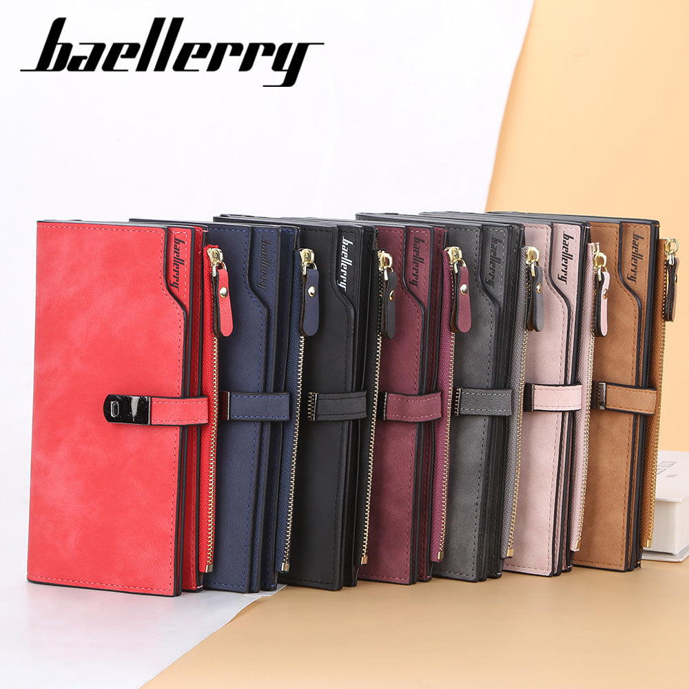 Women's Long Korean Style Multiple Slots Zipper Buckle