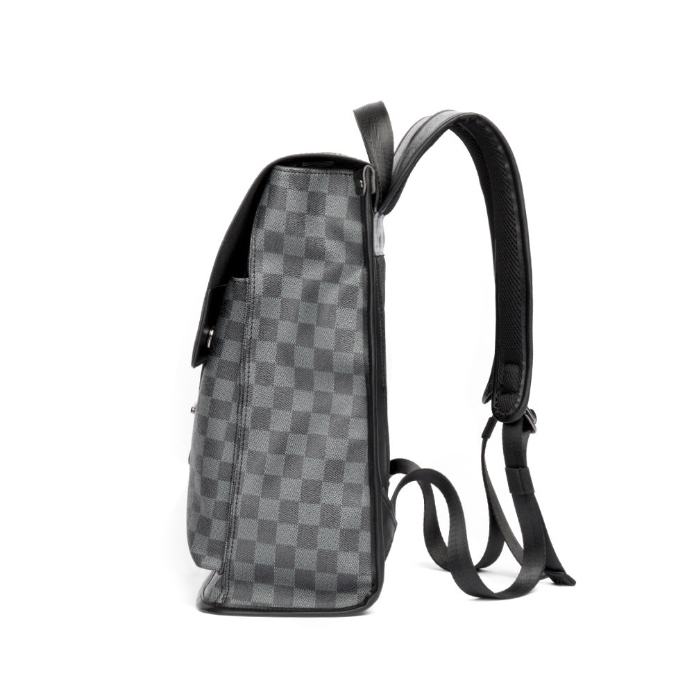 Men's Korean Style Plaid Large Capacity Flip Backpacks