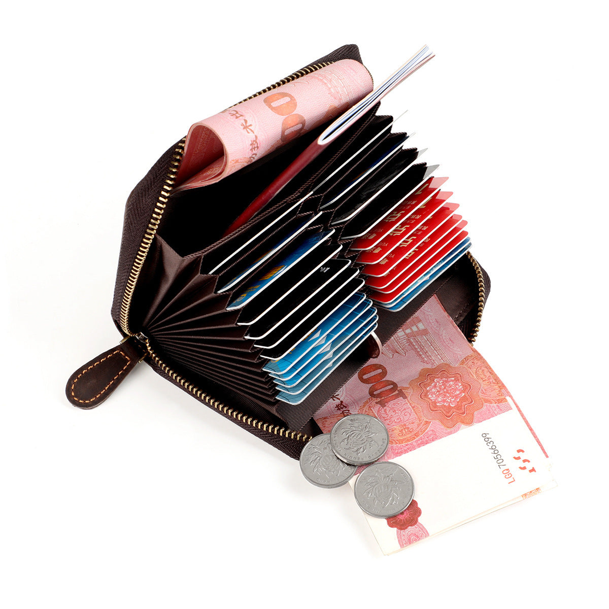 Swiping Organ Vintage Style Genuine Leather Passport Card Holder