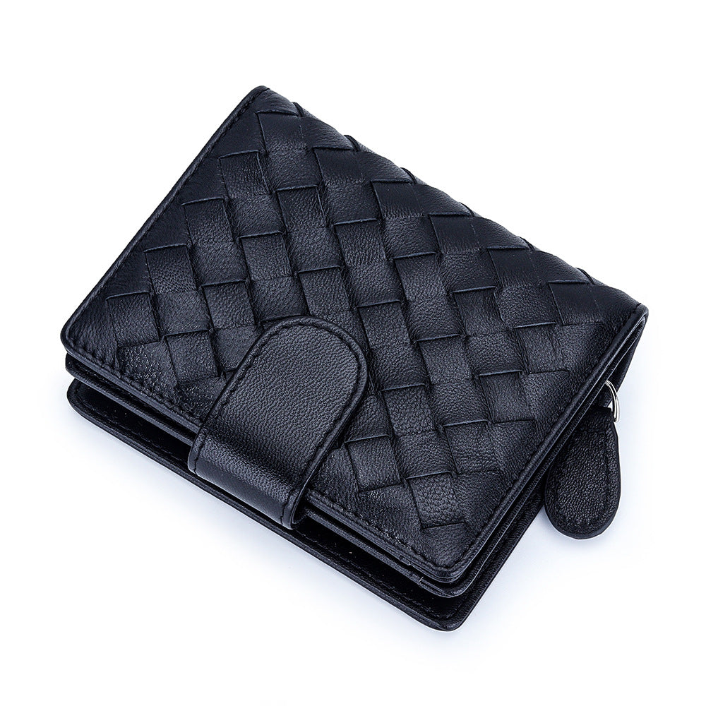 Leather Weave Unisex Multiple Slots One Ladies Wallets
