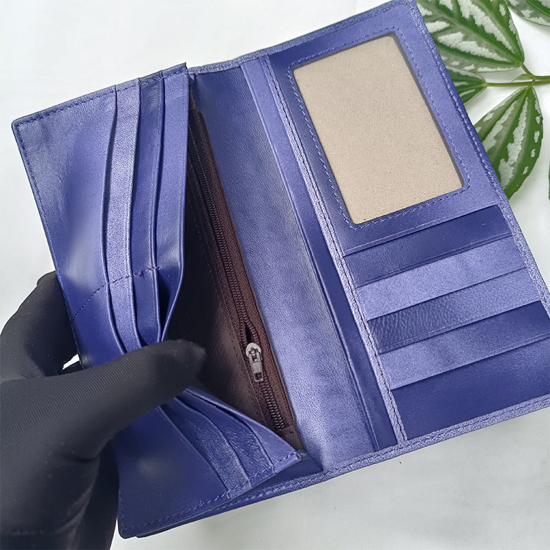 Women's & Men's & Leather Hand-woven Long Sheepskin Lightweight Men's Wallets