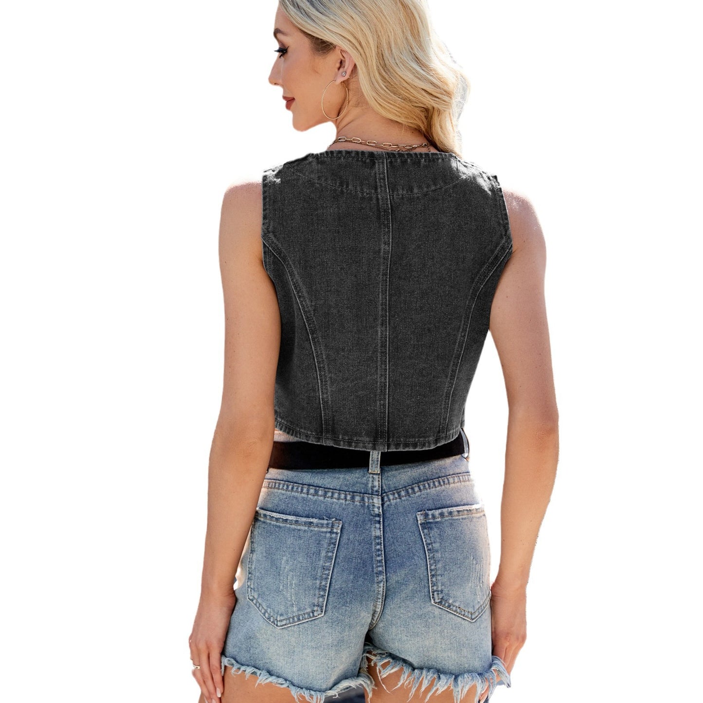 Women's Charming Pretty Washed Denim Hot Vests
