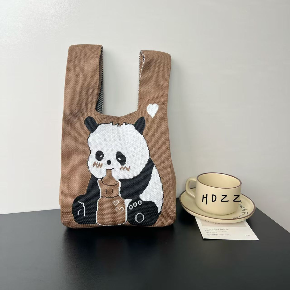 Women's Cute Panda Knitted Gift Niche High-grade Women's Handbag