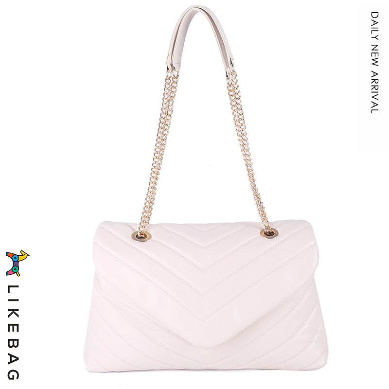 Women's Commuter Soft Metal Chain Embroidered Versatile Crossbody Bags