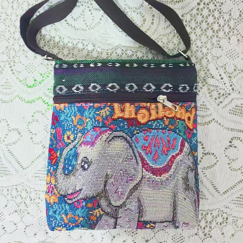 Women's Elephant Owl Shopping Canvas Trendy Women's Messenger Bag