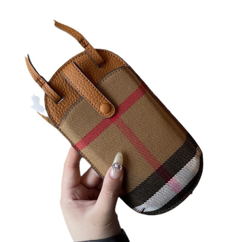 Mobile Light Luxury Genuine Leather Classic Lightweight Clamp Bags