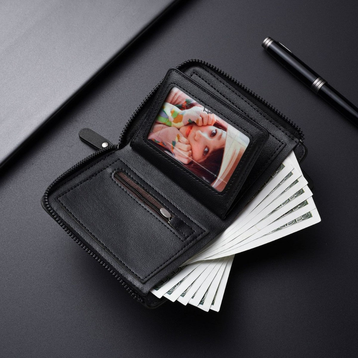 Men's Personality Zipper Multiple Slots Large Capacity Coin Purses