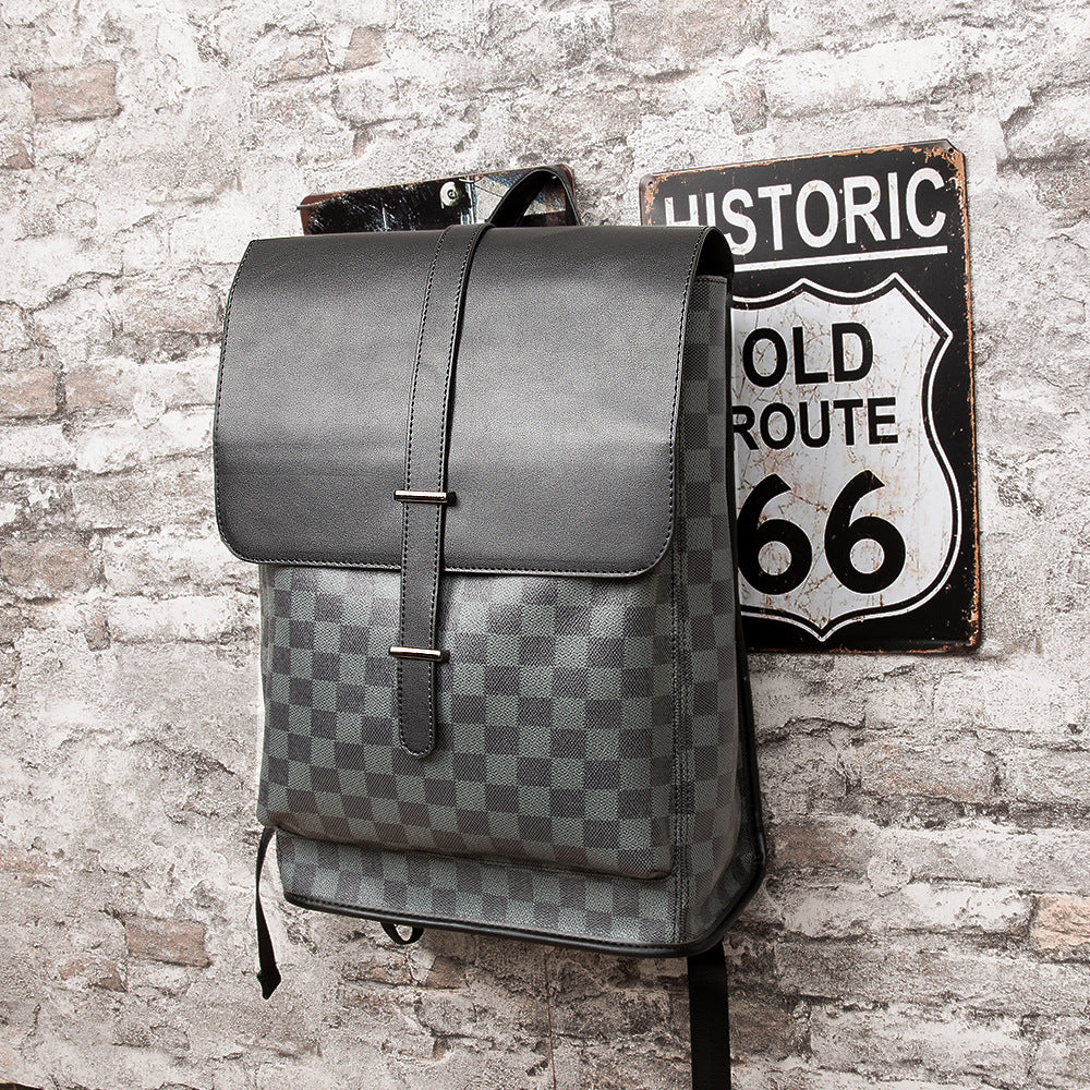 Men's Korean Large Capacity Trendy Plaid Batch Backpacks