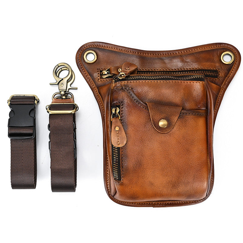 Men's Retro Vegetable Tanned Leather Trendy Cool Leg Men's Waist Packs