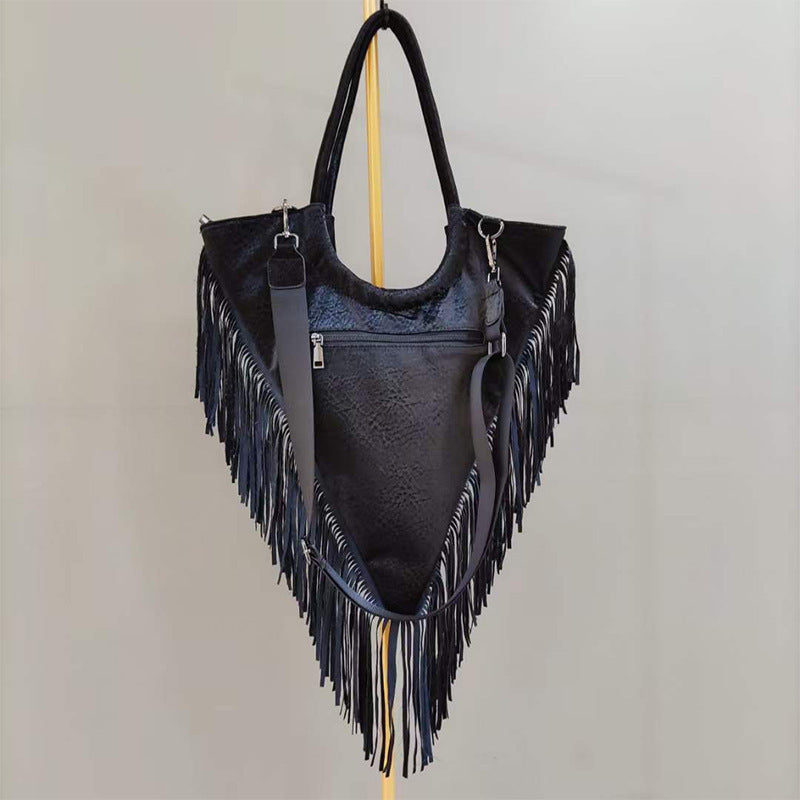 Street Trendy Personality Rivets Tassel Triangle Shoulder Bags