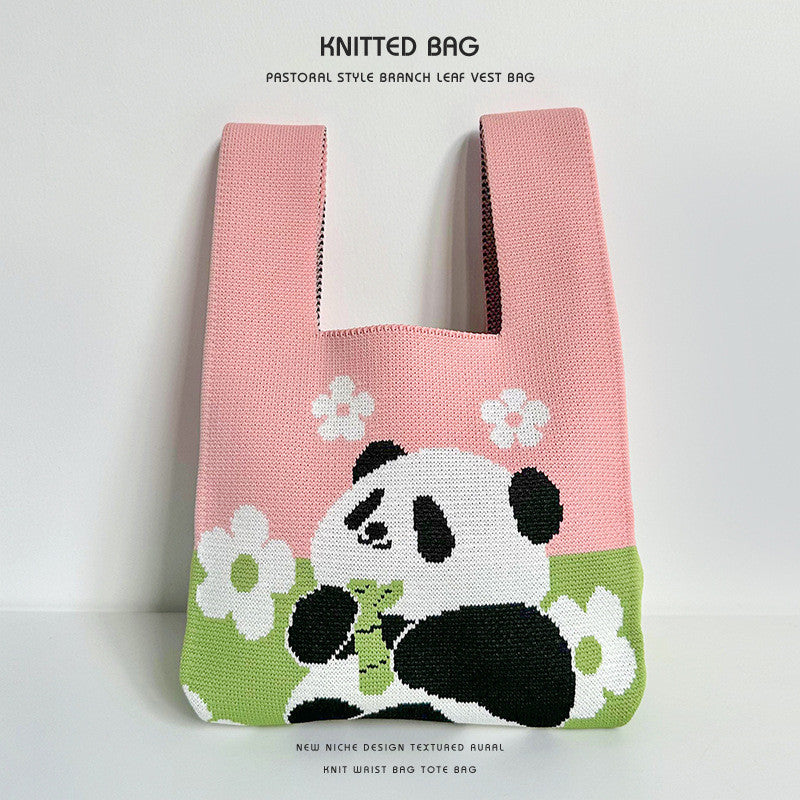 National Fashion Giant Panda Knitted Niche Gift Hand Cute Wild Women's Handbag