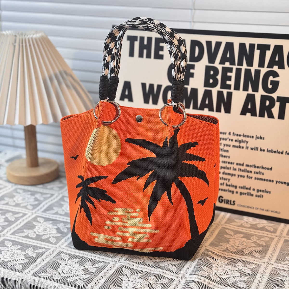 Festival Knitted Portable Out Large Capacity Women's Handbag