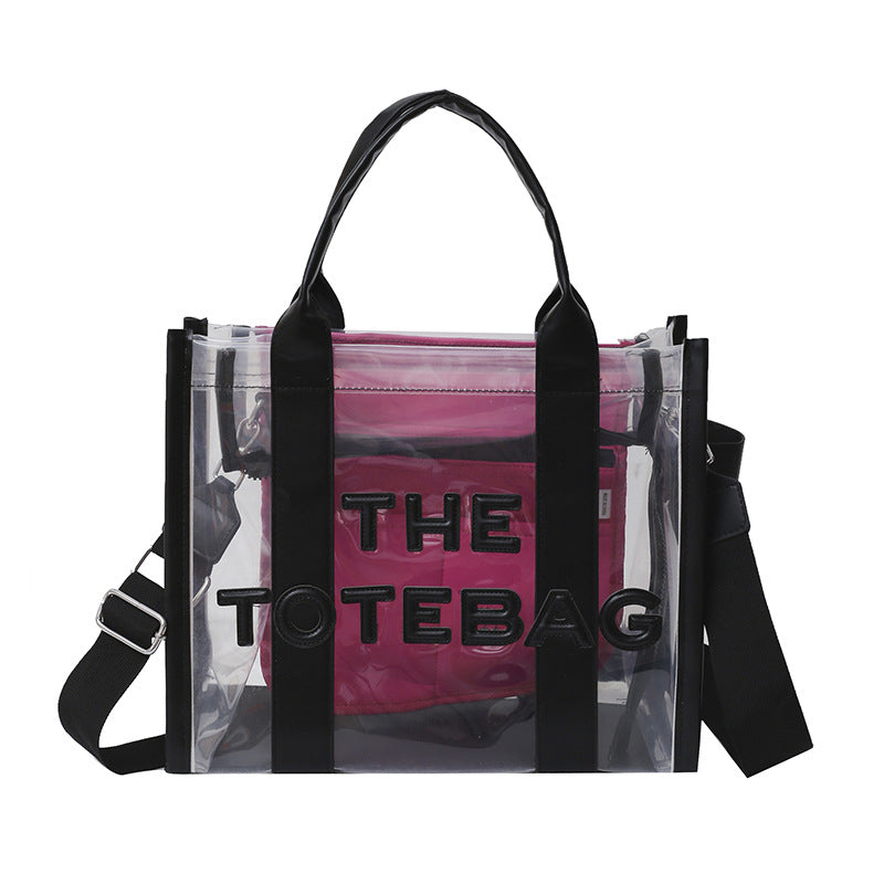 Women's Fashion Transparent Letter Beach Large Capacity Bags