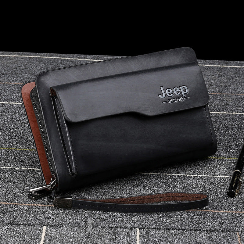 Men's Double Zipper Large Capacity Business Trendy Men's Handbags