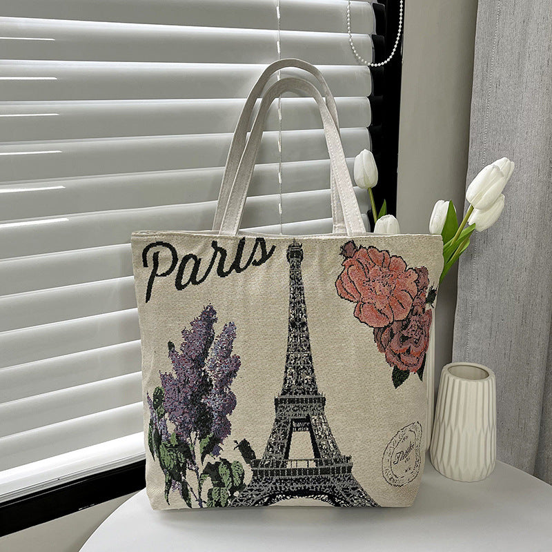 Women's Canvas Ethnic Style Beach Fashion Large Women's Shoulder Bag