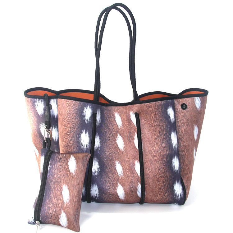Leopard Print Printed Black Portable Beach Shoulder Bags