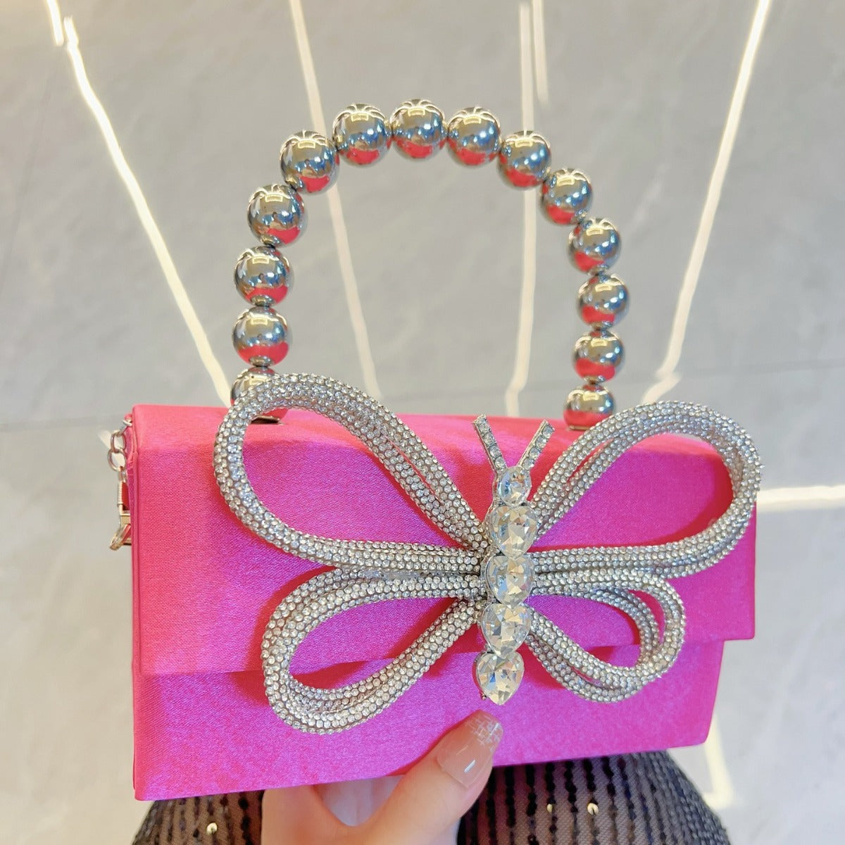 French Glossy Silk Box Bow Dinner Handbags