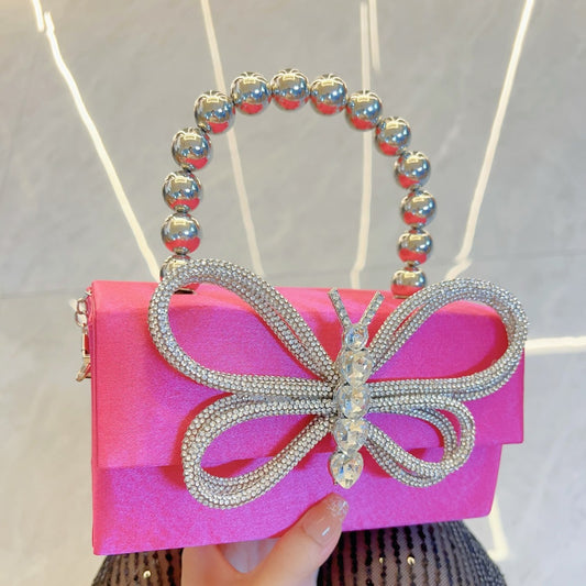 French Glossy Silk Box Bow Dinner Handbags