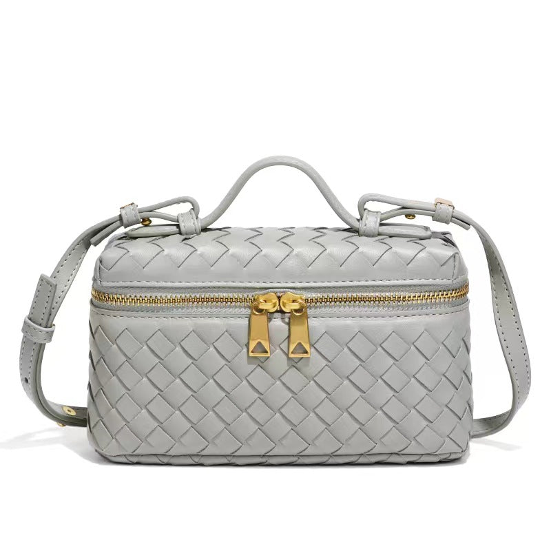 Box Weaving Lunch Two-way Zipper Closure Handbags