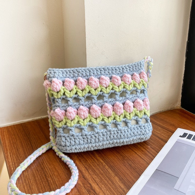 Tulip Hand-woven Material Homemade Summer Dopamine Bags