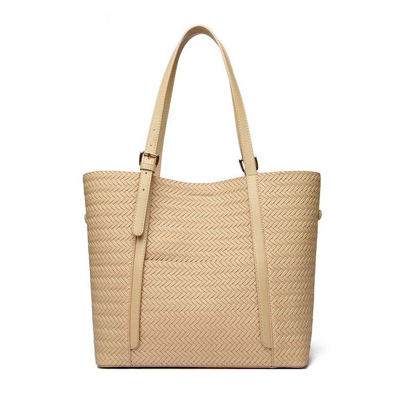Women's Fashionable Woven Pattern Commuter Large Capacity Vegetable Bags
