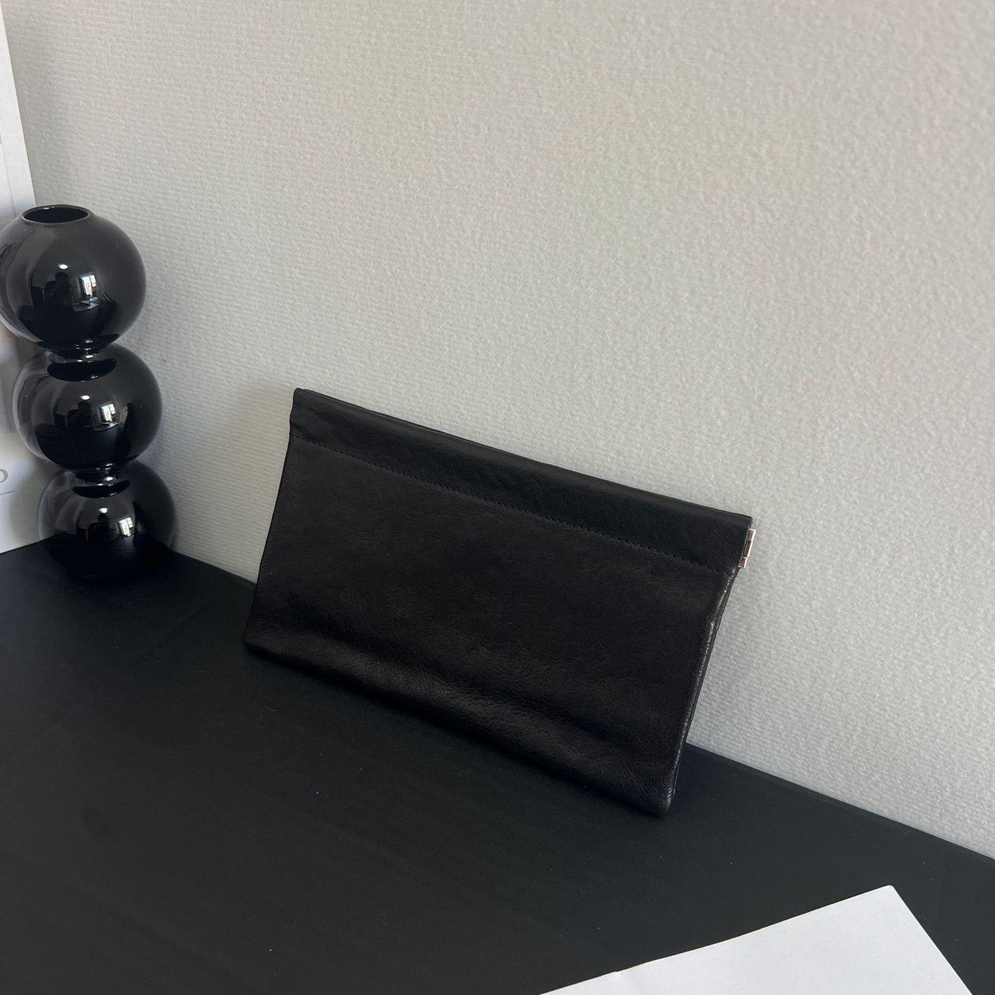 Simple Clutch Top Layer Cowhide Genuine Leather Earphone Ladies Wallets