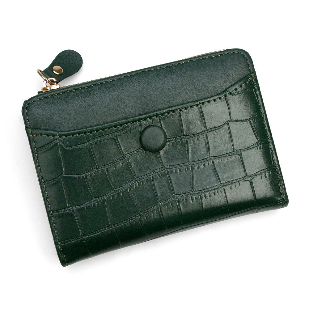 Women's Vintage Stone Pattern Multiple Slots Side Zipper Purses