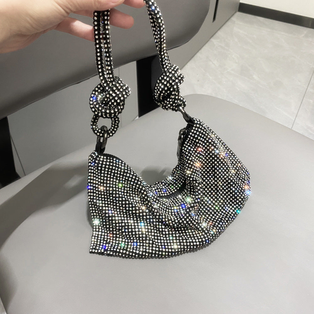 Attractive Women's Rhinestone Underarm Pink Clutch Shoulder Bags
