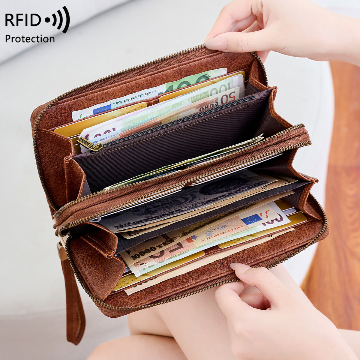 Women's & Men's Retro Contrast Color Long Large Capacity Ladies Wallet