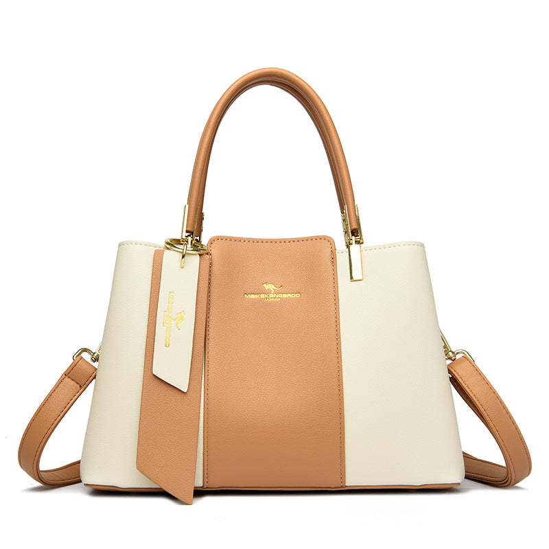 Women's Fashion Stitching Large Capacity Practical Temperament Handbags