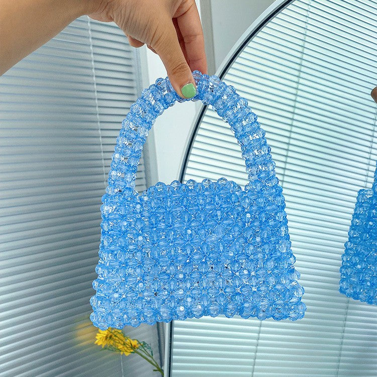 Women's Green Beaded Handmade Summer Woven Portable Crossbody Bags