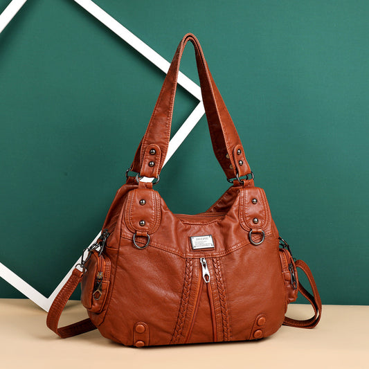 Innovative Women's Washed Leather Soft Practical Shoulder Bags