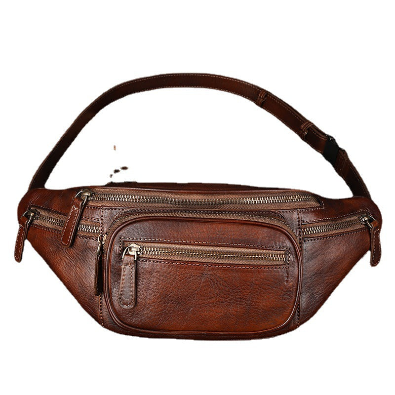 Retro Planting Rubbing Colored Leather Dumpling Men's Waist Packs