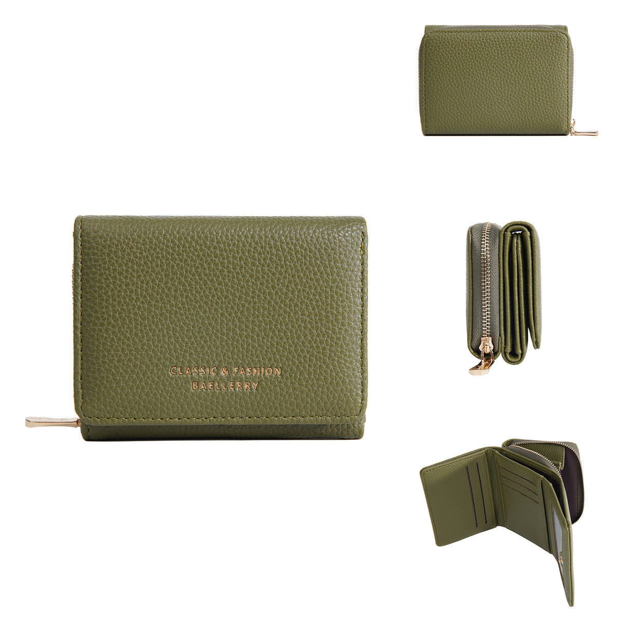 Women's Short Female Zipper Lychee Pattern Mini Coin Purses