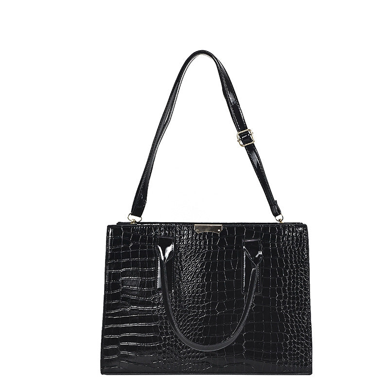 Women's Patent Leather Crocodile Pattern Three-piece Set Mother Women's Handbag