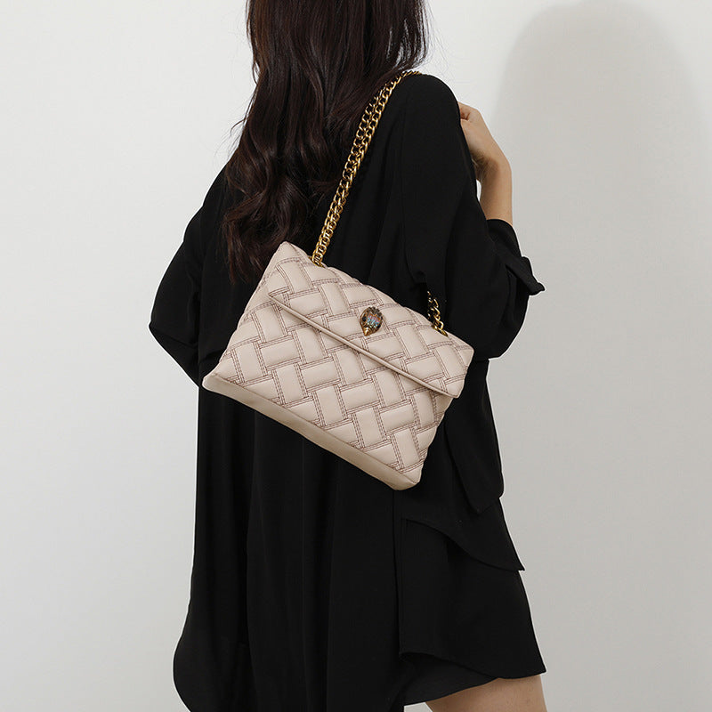 Women's Eagle Head Design Diamond Plaid Chain Bags