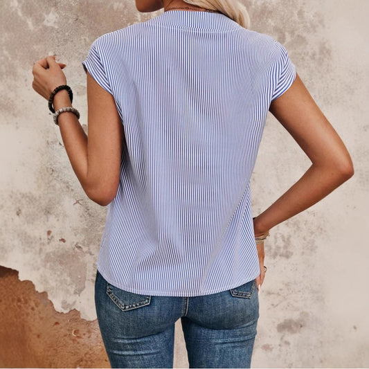 Women's Summer Button Short-sleeved Shirt Lapel Casual Blouses