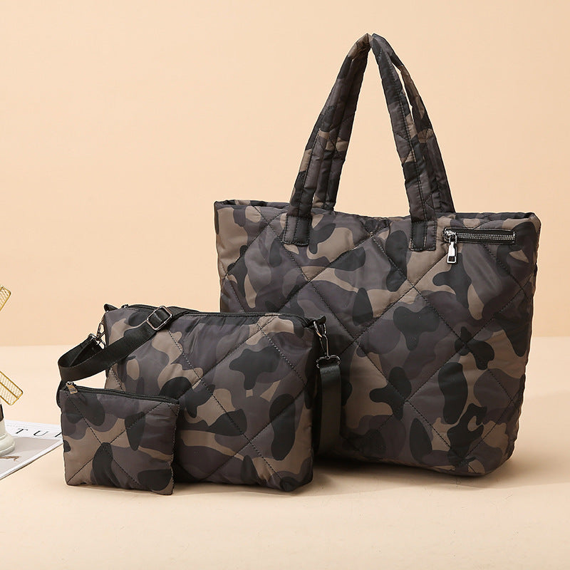 Women's Space Cotton Down Fashion Camouflage Two-piece Women's Shoulder Bag