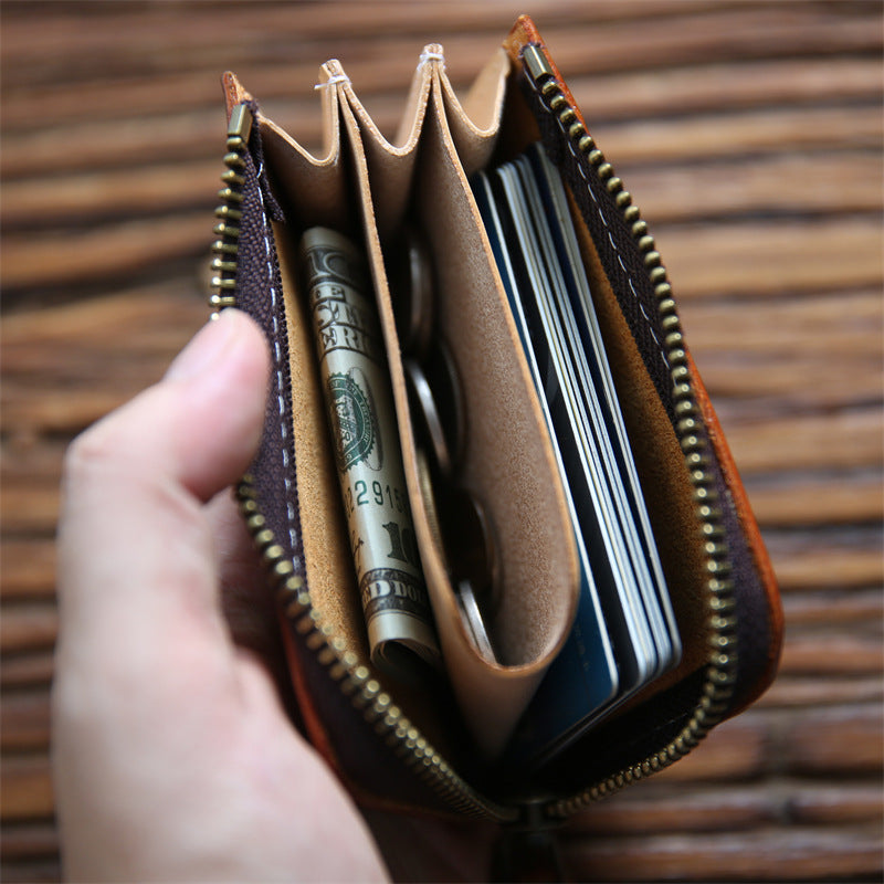 Men's Handmade Retro Italy Leather First Layer Short Cowhide Men's Wallet