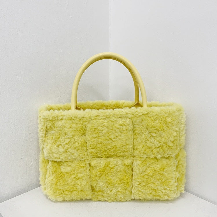 Women's Large Capacity Versatile Lamb Wool Portable Shoulder Bags