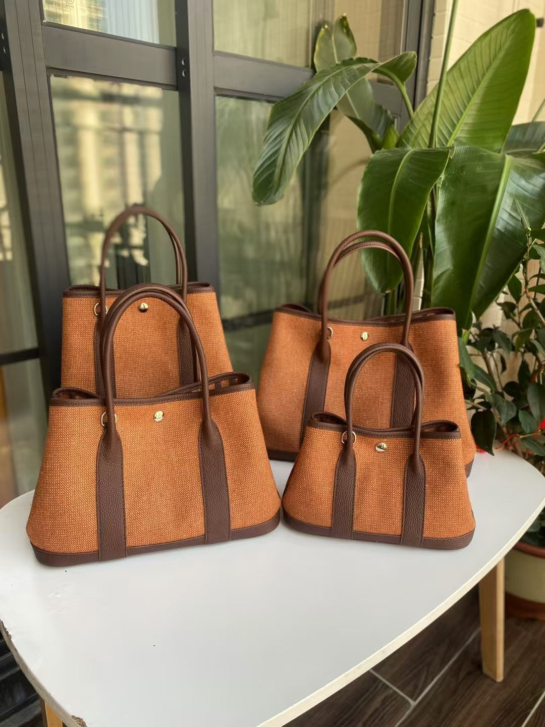 Women's Woolen Linen With Genuine Leather Top Layer Cowhide Women's Handbag
