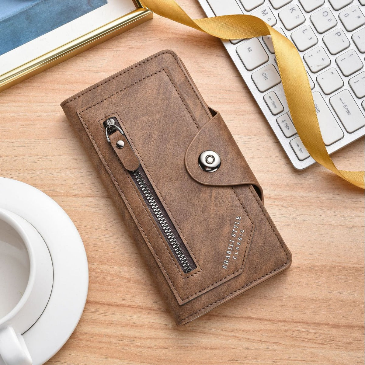 Men's Large Capacity Zipper Retro Clutch Expansion Men's Wallet