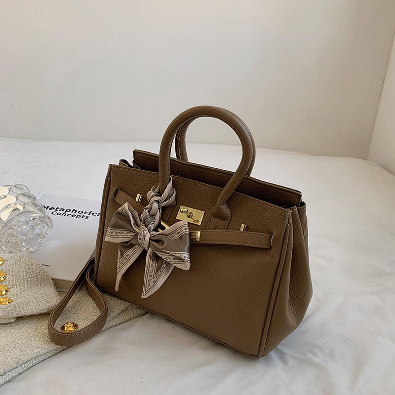 Women's Fashionable Lychee Pattern Large Capacity Kelly Shoulder Bags