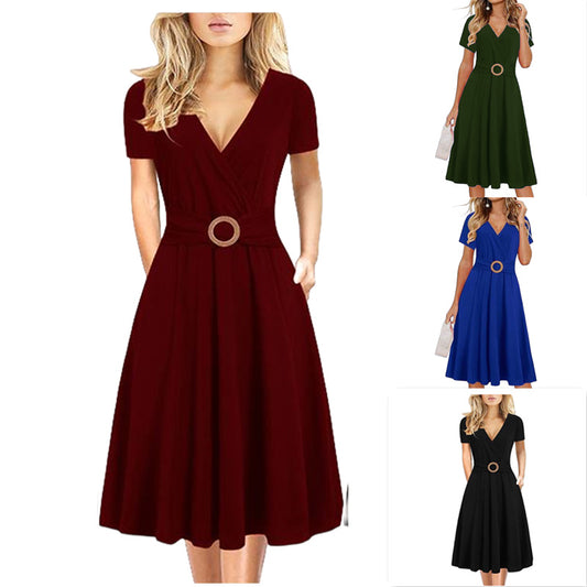 Women's Midi Dress Printed Expansion Beach Dresses
