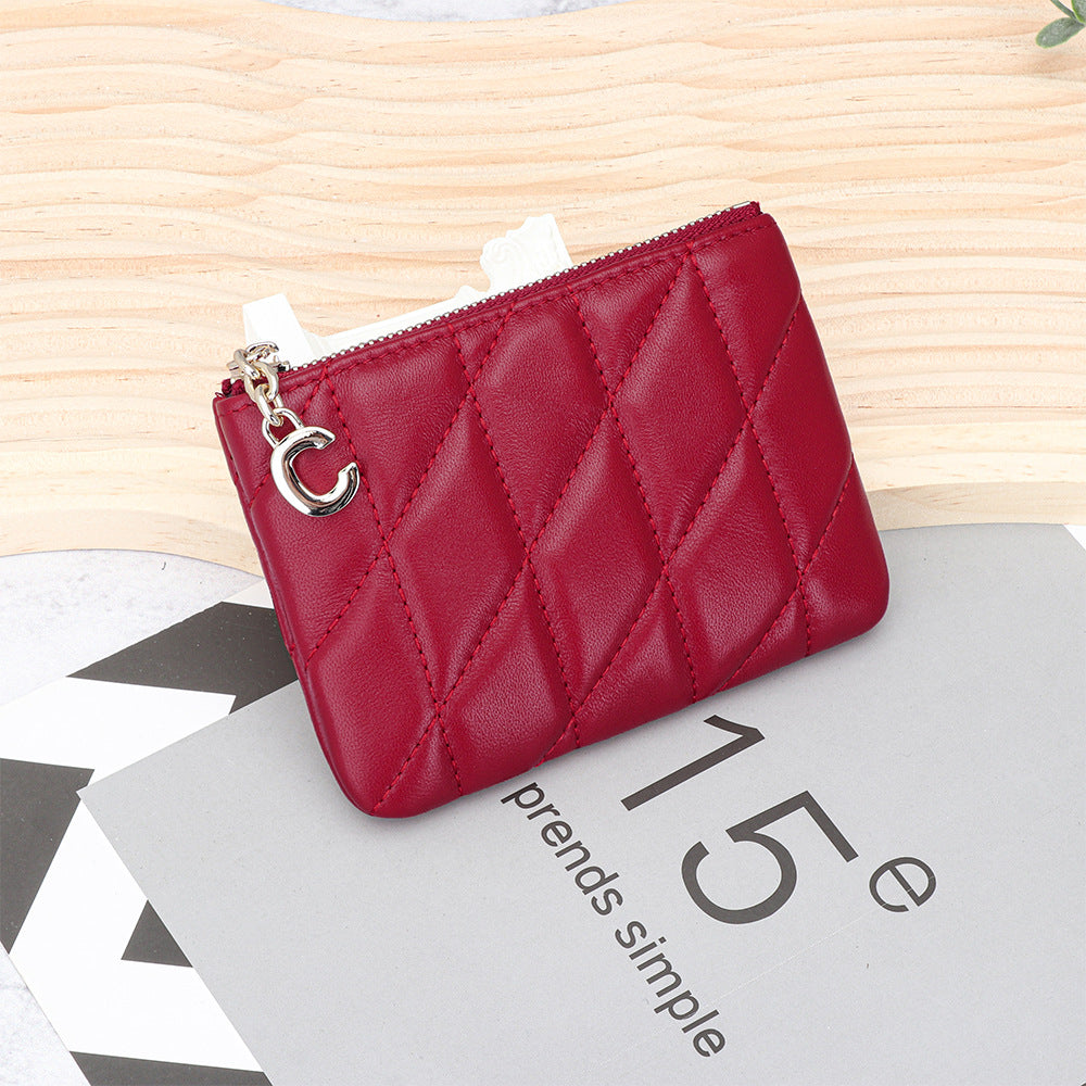 Women's Fashion Thin Section Zipper Leather Embroidered Ladies Wallet
