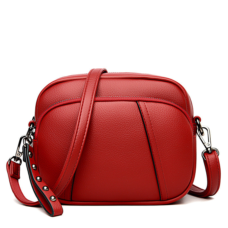 Leather Soft Female Fashion Round Large Crossbody Bags