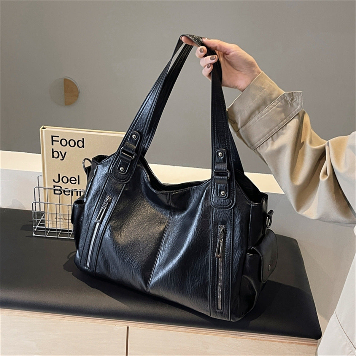 Women's Leather Soft Large Capacity Totes Commuter Tote Bags